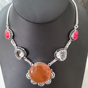 Vintage Carnelian Silver Necklace